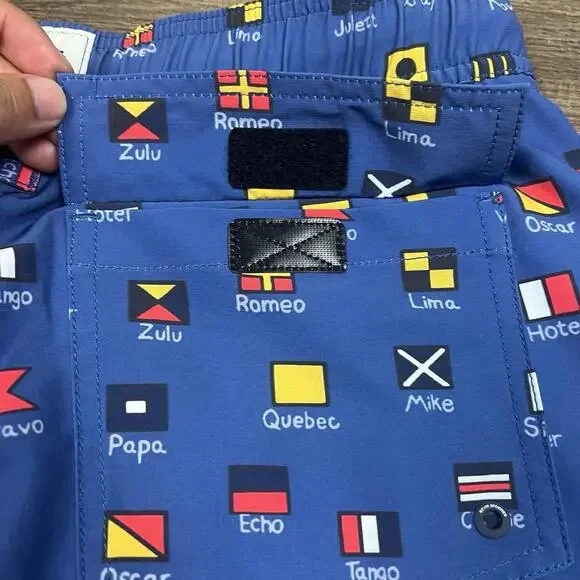 Reyn Spooner Charlie Foxtrot Maritime Signal Flags Swim Shorts 7” Inseam Sz M